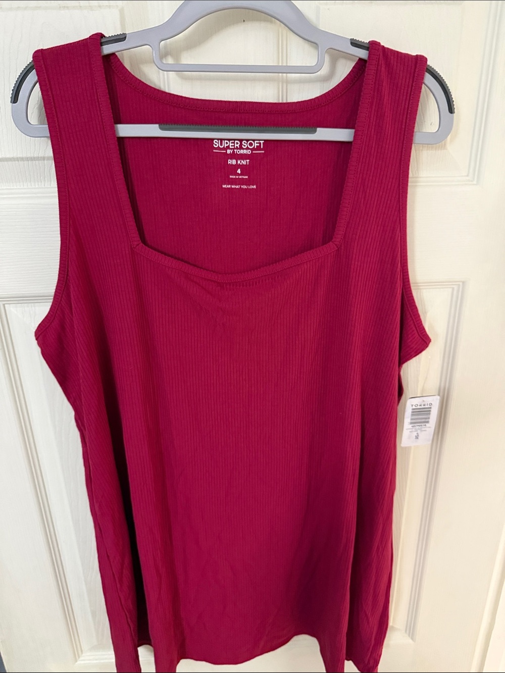 NWT Torrid Red Super Soft Ribbed Square Neck Tank Sz 4/4X/26